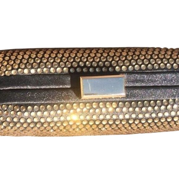 Cache Gold Rhinestone Crystal Black Purse New Event 24" Chain Hidden $118 NWT - Picture 3 of 6